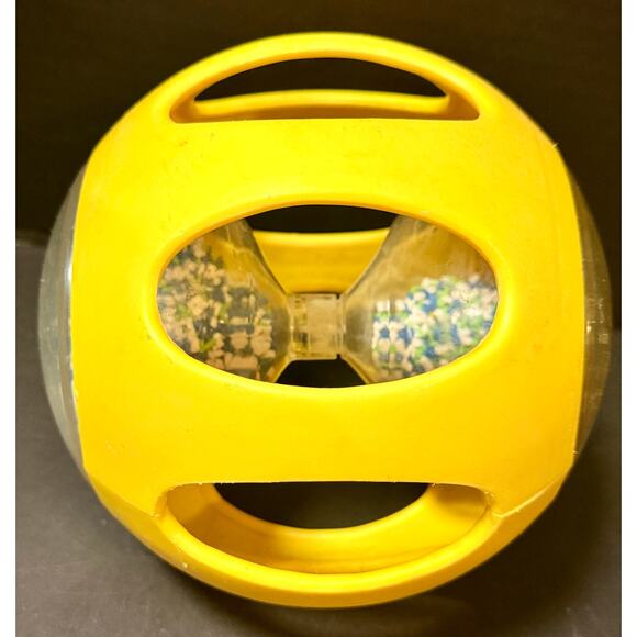 1970 VINTAGE PLAYSKOOL MAGIC YELLOW HOURGLASS BEADS BABY BALL TOY RARE - Picture 2 of 5